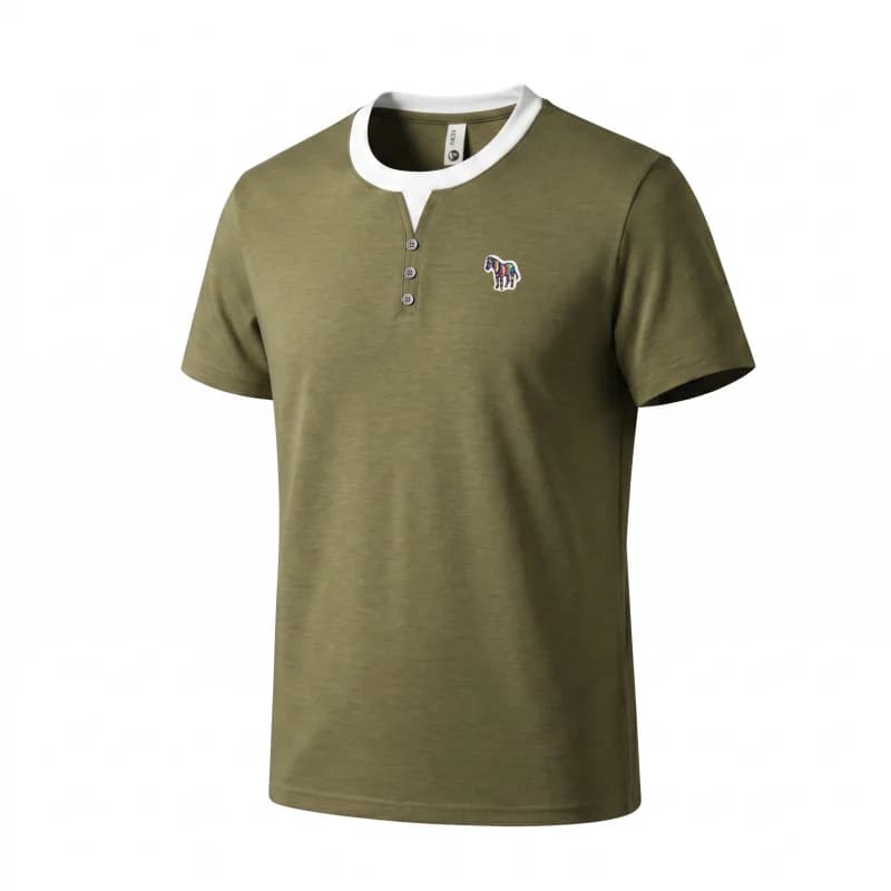 T-shirt Estiva da Uomo di Lusso Nuova Collezione, Maglietta a Maniche Corte con Effetto Doppio Pezzo e Ricamo Cavallo, Girocollo, Top Casual alla Moda per Uomo