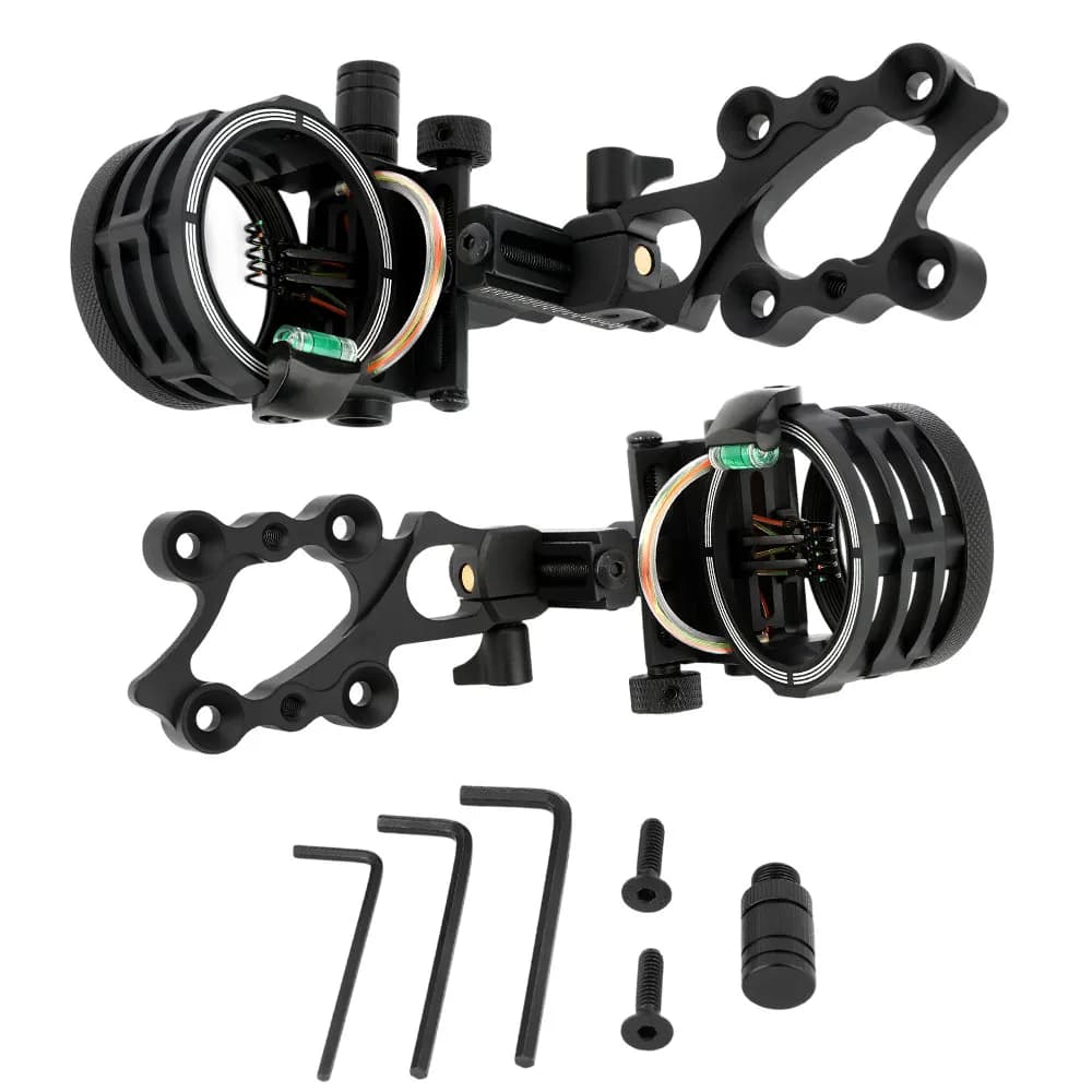 Compound Bow Sight 5 Pin 0.019" Optical Fiber CNC Aluminum Alloy Micro Adjustable Left Right Hand for Archery Hunting Target Shooting Accessories