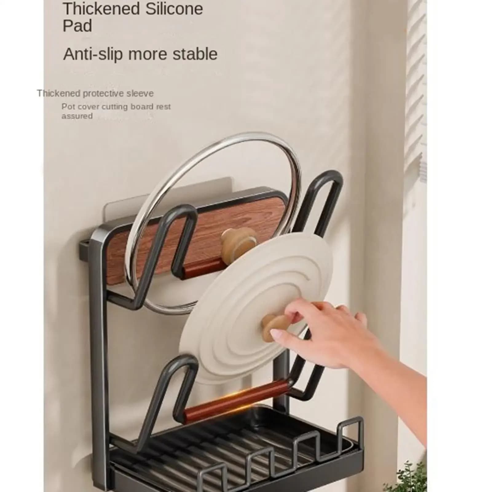 Pot Lid Holder Space-saving Kitchen Utensil Storage With Drip Tray Cutting Board Holder For Home Apartment Farmhouse Chopping