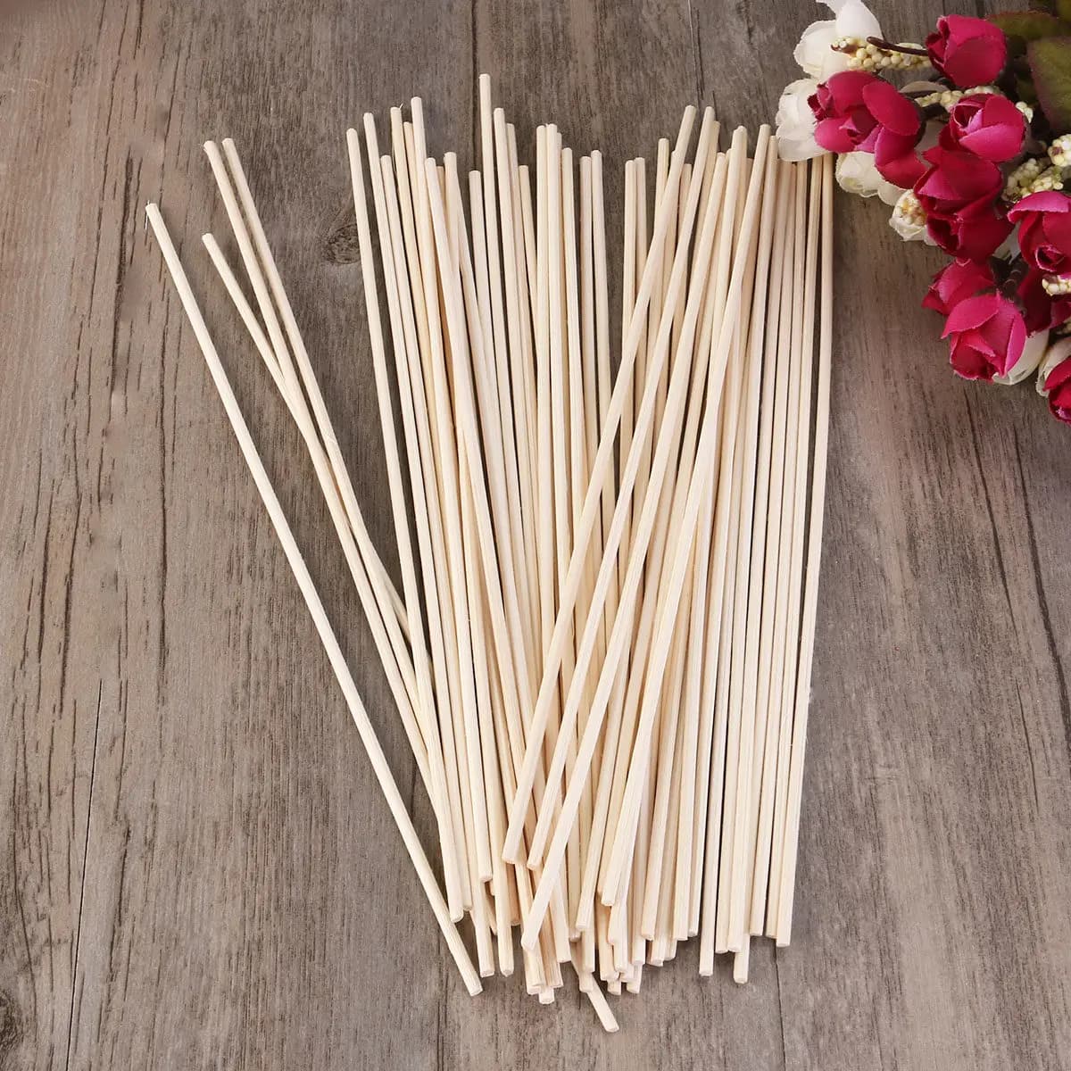 50 Pezzi Bastoncini in Rattan Color Legno da 24 Cm, Ricariche per Diffusore di Oli Essenziali, Deodoranti per Ambienti
