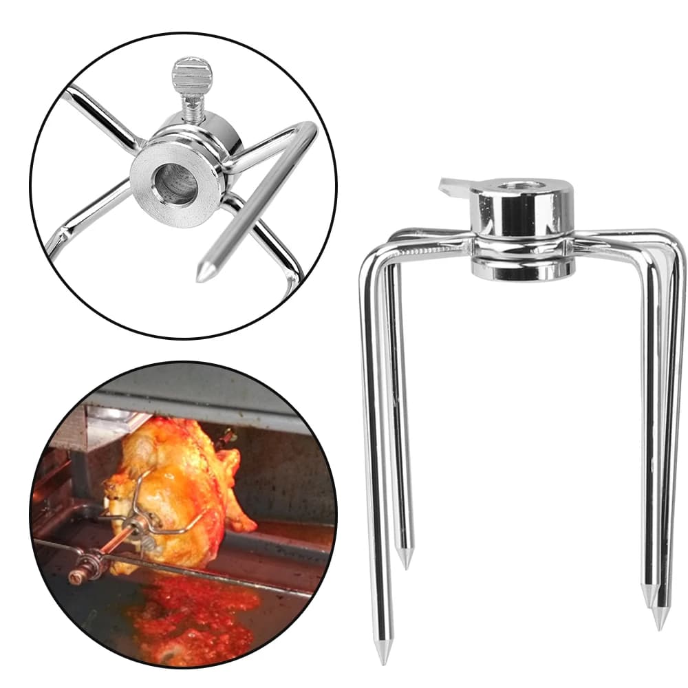 BBQ Tool Charcoal Chicken Grill Rotisserie Meat Fork 2pcs/set Stainless Steel BBQ Forks Rotisserie BBQ Forks Barbecue Supplies