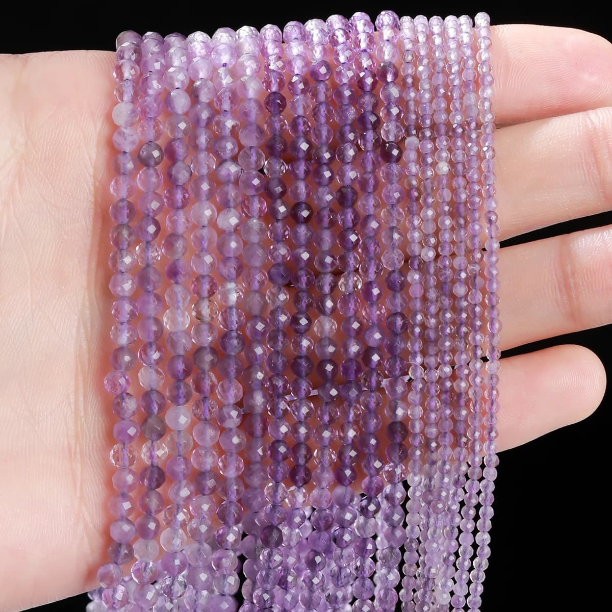 Perline piccole di ametista sfaccettata naturale 2 3 4mm Perline di gemme di semi distanziatrici allentate per la creazione di gioielli Accessorio braccialetto collana fai da te