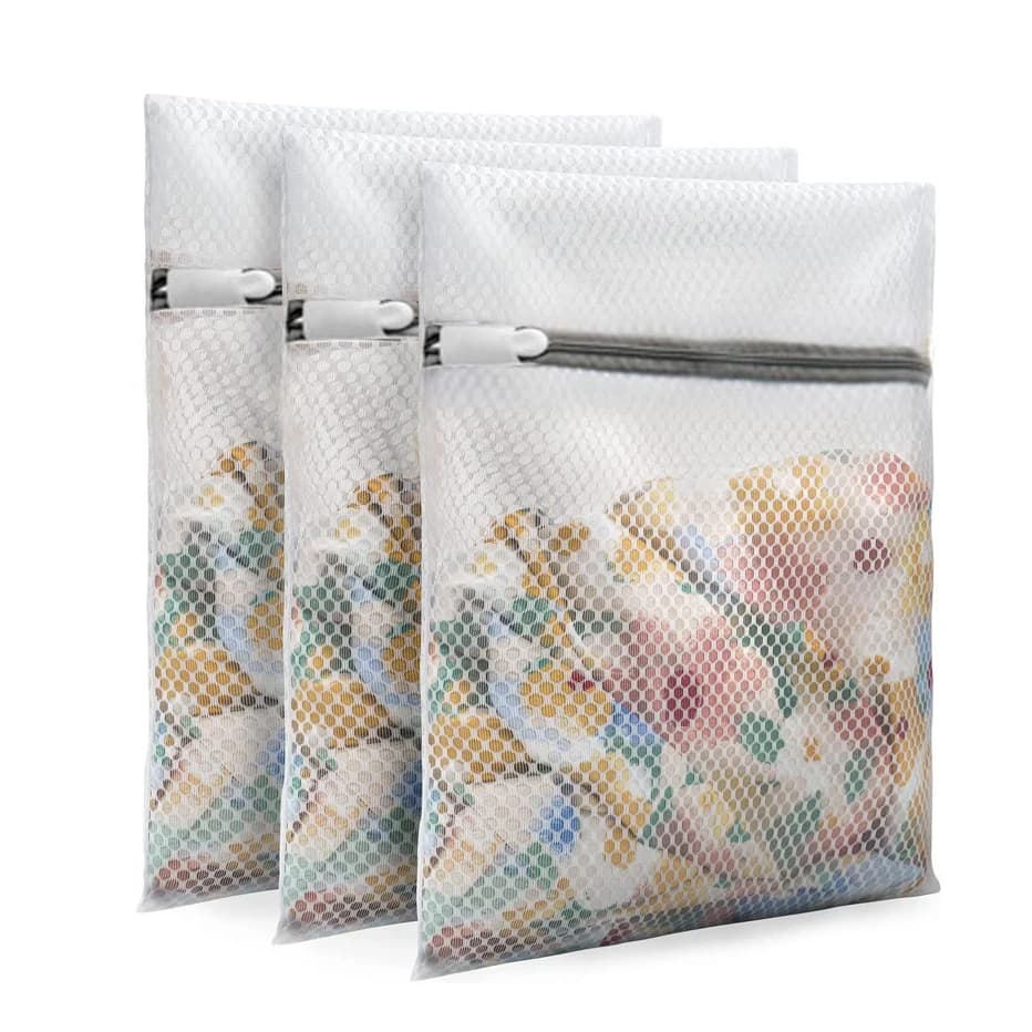3 pcs net linen bag with zipper purses for washing the laundry polyester basket for coarse net linen purses for washing machines bag for bra