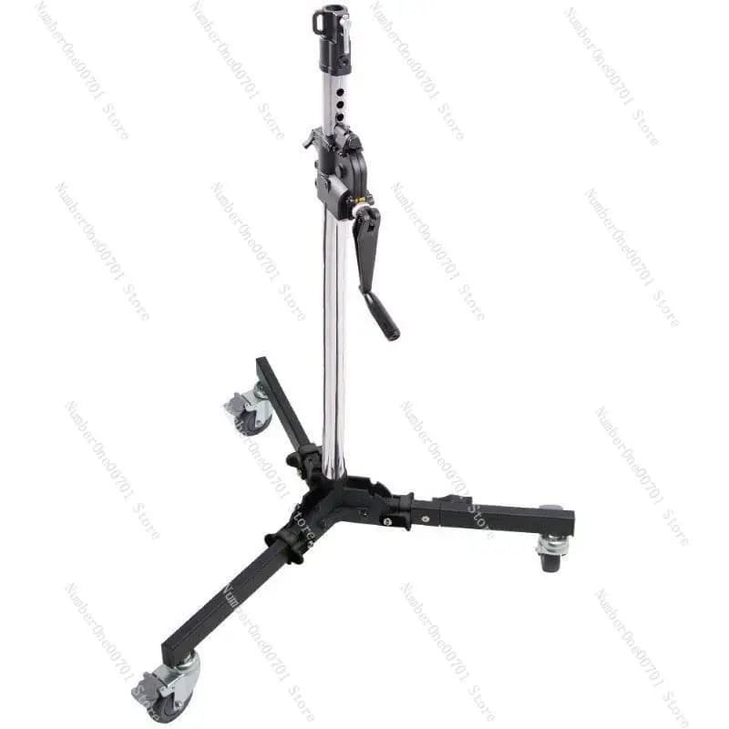Base a rotelle per film e televisione, treppiede in ferro a 2 sezioni con manovella, supporto per luci regolabile con gambe estensibili