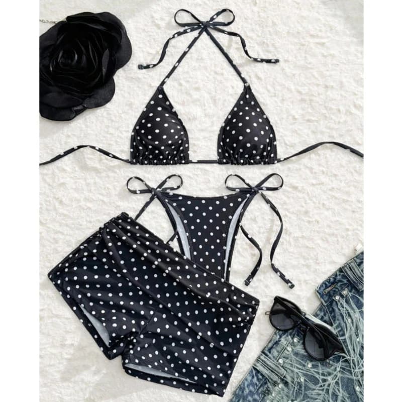 3Pcs Dot Sexy Bikinis Set Female Swimsuit Women Three-Piece Swimwear Beach Swim Wear Bathing Suits Brazilian Bikini Pool Bather