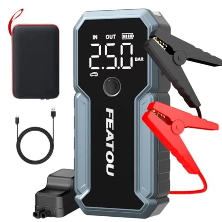 Caricabatterie per auto con avviatore di emergenza 5000A, booster per batteria portatile fino a 9.0L benzina e 8.0L diesel 12V