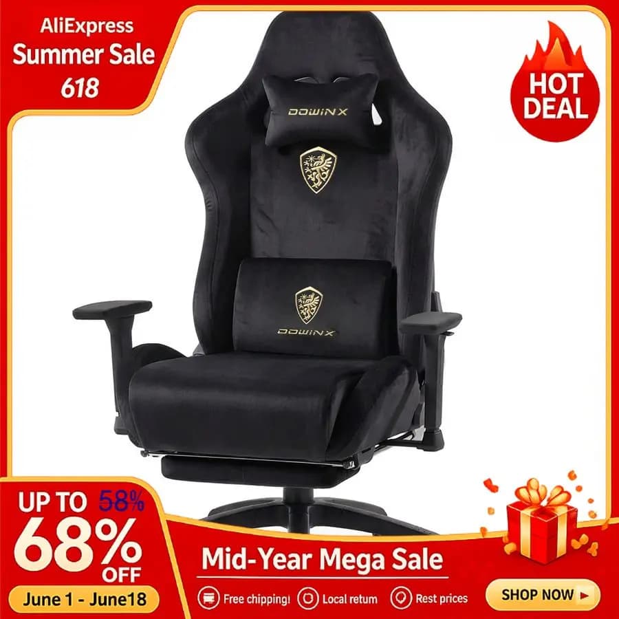 Sedia da Gaming Grande e Alta con Tessuto in Pelle Scamosciata Traspirante, Sedie da Gioco per Adulti con Seduta Spessa Oversize per 200 kg, Ergonomica