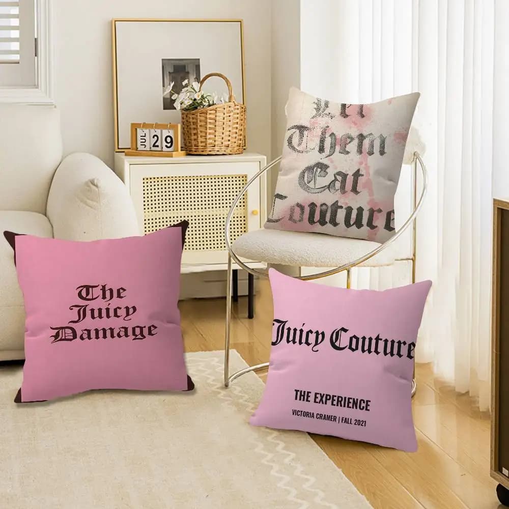 J-Juicy C-Couture Classic Vintage Cushion Cover Car Throw Pillow Case For Sofa Car Christmas Gift 40x40cm 45x45cm