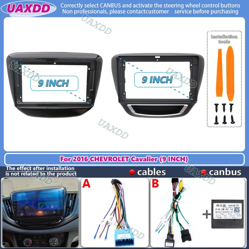 Per il 2016 CHEVROLET Cavalier 9 POLLICI autoradio Android telaio pannello fascia cavo adattatore cablaggio CD decodificatore di navigazione canbus