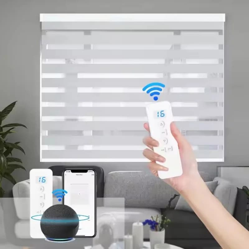 2026 Custom Size Multiple Color Options Alexa Light Filter and Remote Control Google Motorized Zebrate Curtains for Windows