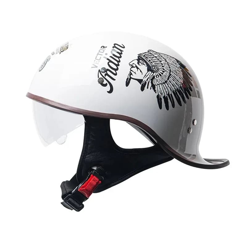 Vintage Lightweight Beanie Helmet with Inner Visor for Off-Road Rally Racing Scooter And Electric Bike - High Quality
