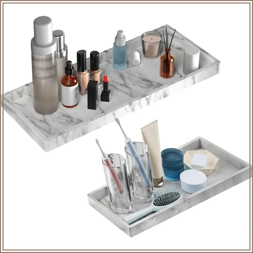 2-Pack Silicone Bathroom Vanity Tray - 7.8" & 11.8" Counter Organizer for Perfume, Jewelry, Soap Dispenser, Kitchen Sink