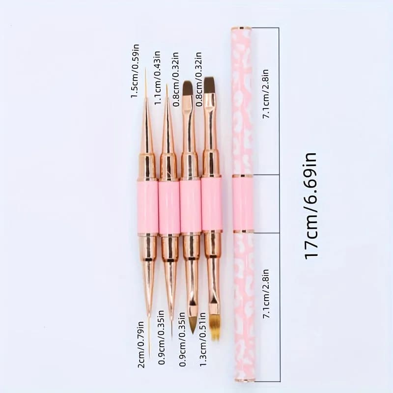 5 pezzi pennello per unghie a doppia estremità pennelli per Nail Art in acrilico Gel professionale fodera per smalto per unghie pittura floreale disegno strumenti per Manicure