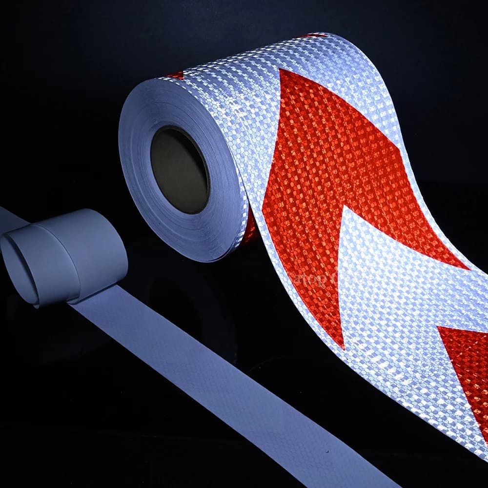 20 cm * 5 M Rosso Freccia Bianca Nastro Riflettente Ad Alta Visibilità Adesivo Impermeabile Riflettore di Sicurezza Pellicola di Avvertimento Per Il Camion