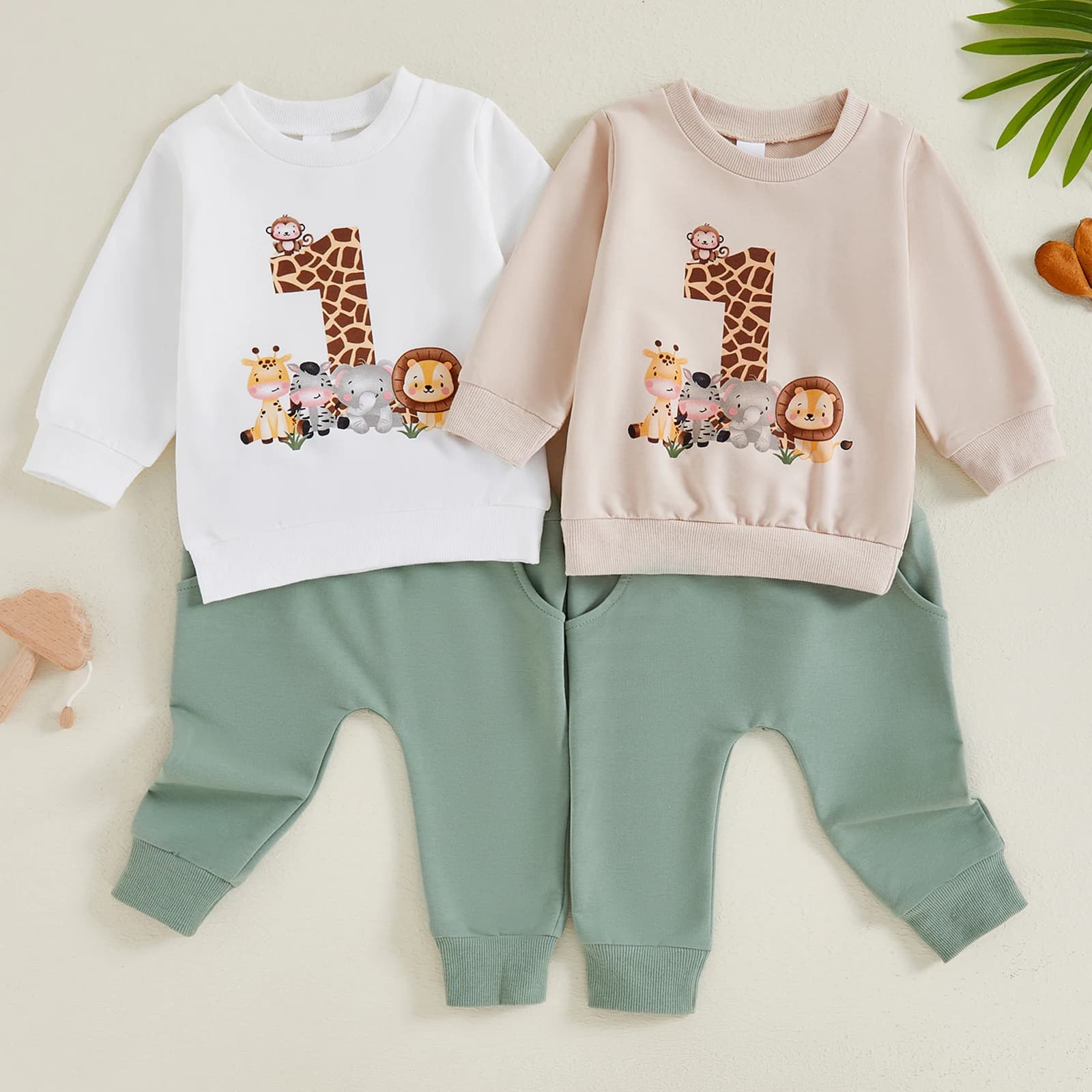 BeQeuewll vestiti per neonati per bambini vestito autunnale abiti per il primo compleanno stampa animalier felpa a maniche lunghe pantaloni set per bambini