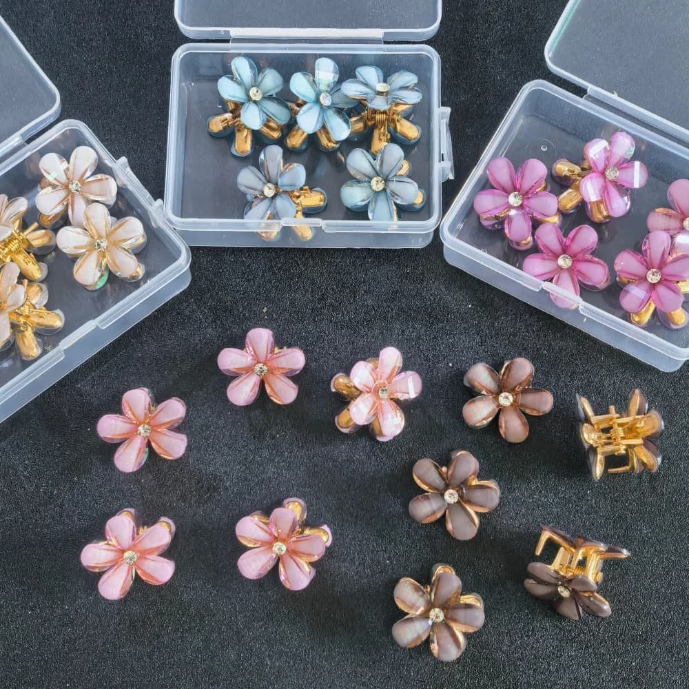 Set di 5 Eleganti Mini Fermagli per Capelli Floreali, Accessori di Lusso per Acconciature da Sposa e Feste