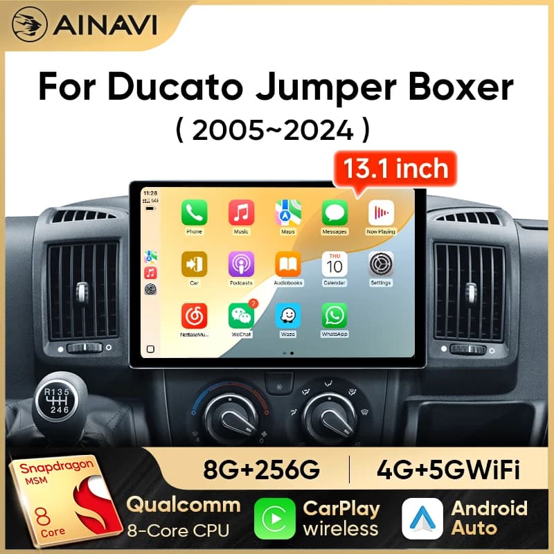 Autoradio Ainavi 13.1 pollici per Fiat Ducato Citroen Jumper Peugeot Boxer Dodge Ram 2500 Multimedia Wireless CarPlay Android Auto
