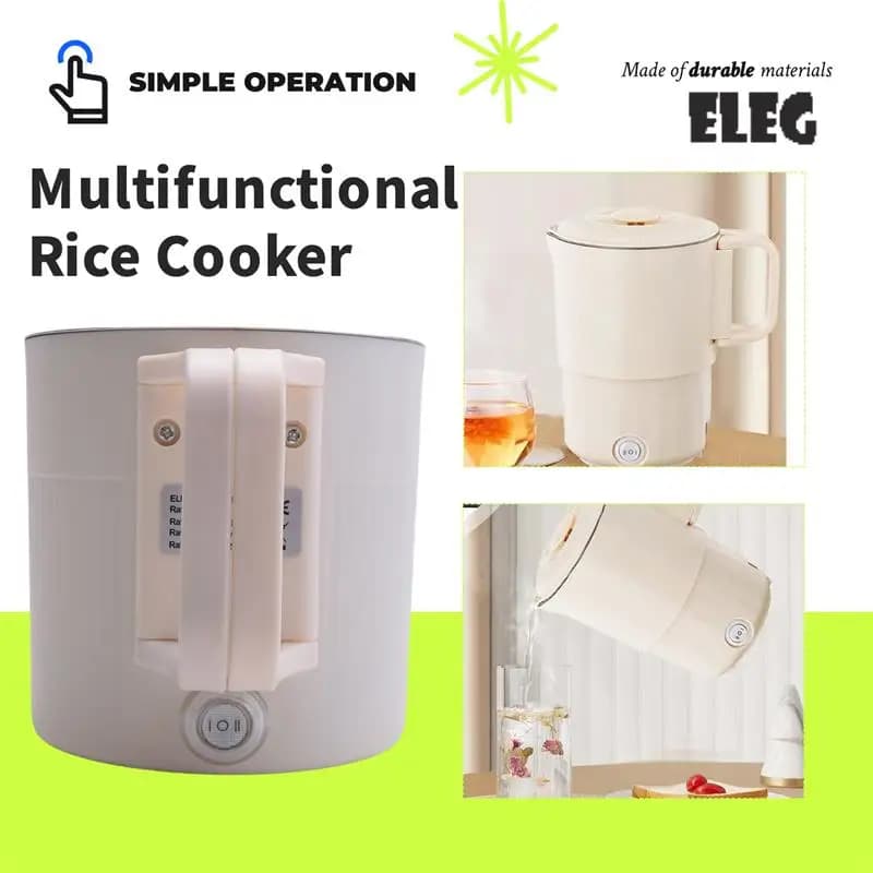 ELEG-3 In 1 Multifunctional Rice Cooker Folding Mini Travel Electric Kettle For Home Use Folding Electric cooker EU Hot Plate