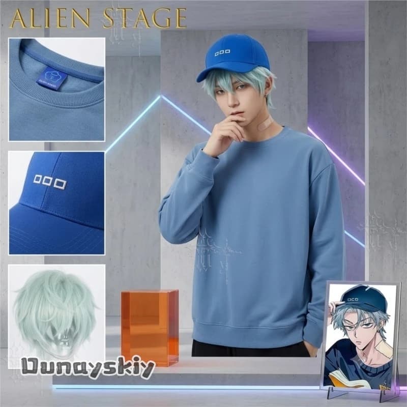 Alien Stage Till Same Style Navy Blue Adjustable Baseball Cap Streetwear Sweatshirt Basic Hoodies Anime Cosplay For Daily Wear