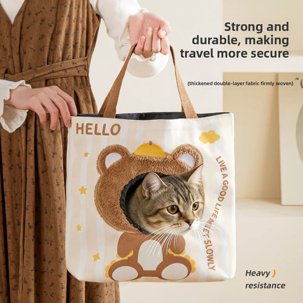 1Pcs 35x33cm Pet Carrier Bag Cat Dog Travel Large Capacity Portable Tote Canvas Breathable Head Out Design Cartoon Shoulder Bag