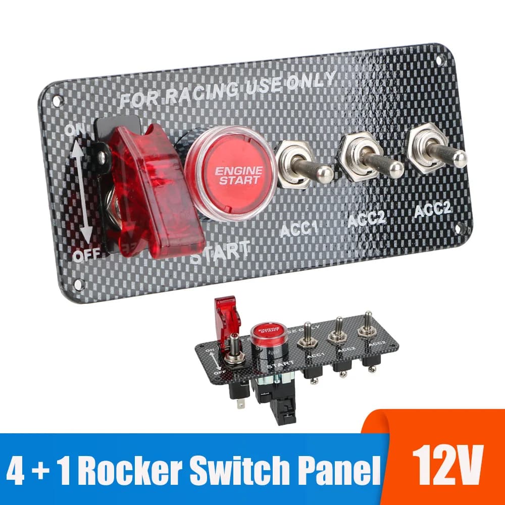 Pannello interruttori per auto da corsa 12V Avviamento a bilanciere Start Stop Luce a LED Toggle Pulsanti di accensione Accessori automobilistici per barche per camion
