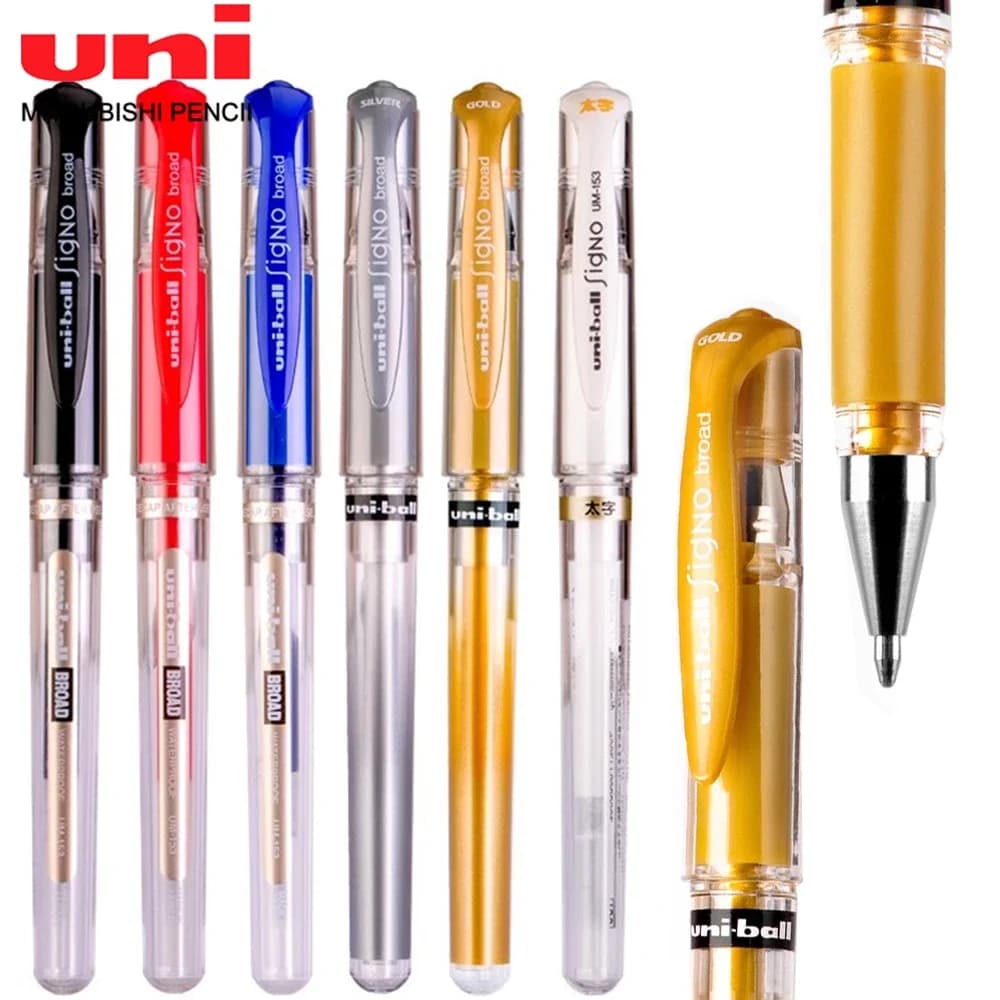 6 pz Giappone UNI 1.0mm Penne Gel UM-153 Liscio Non-sbavature Penna Bianca lucida Riunione di Nozze Firma Rifornimenti di Arte di Cancelleria