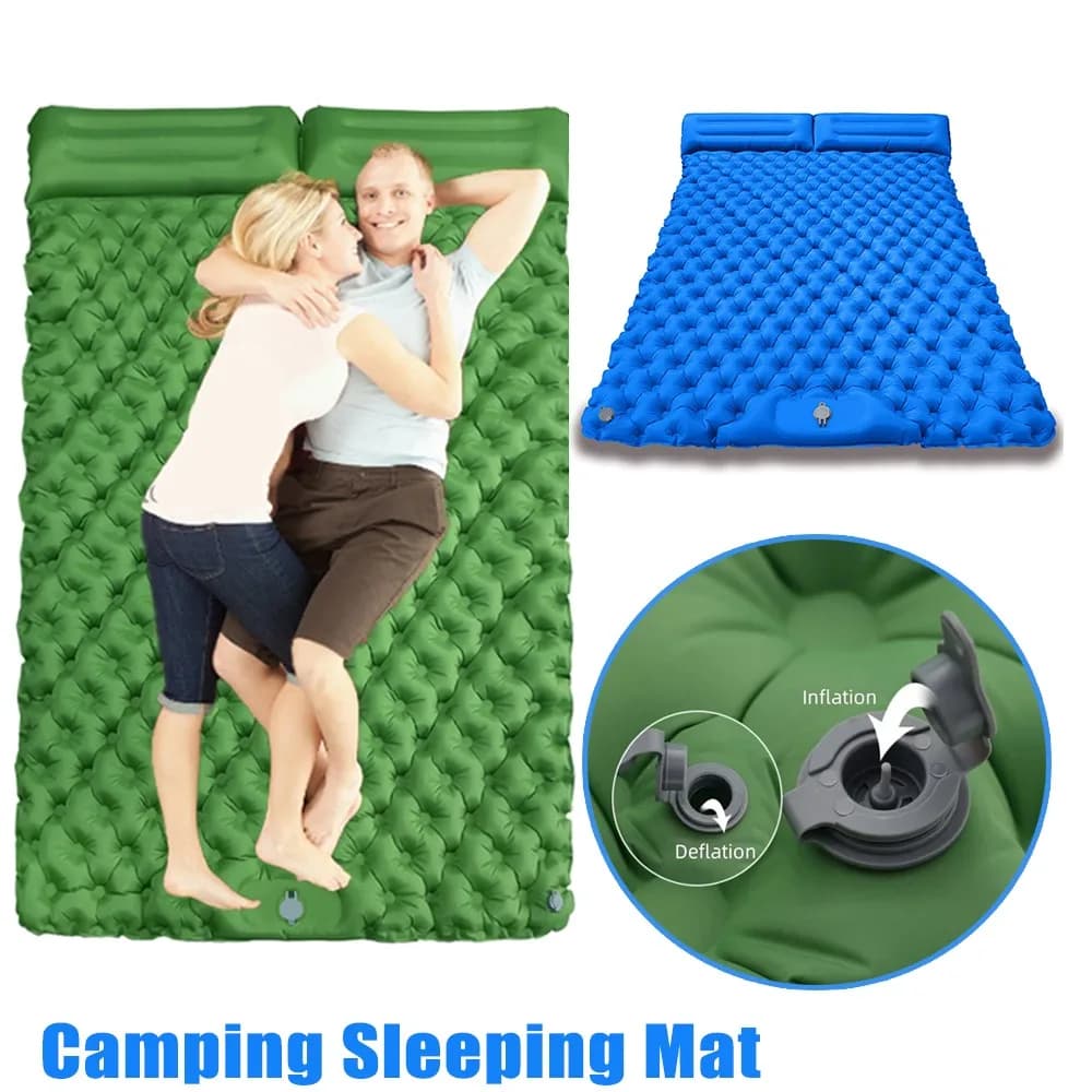 Foot Pump Self Inflating Air Mattress Outdoor Camping Sleeping Pad TPU with Pillow Portable Durable Tent Sleep Mat