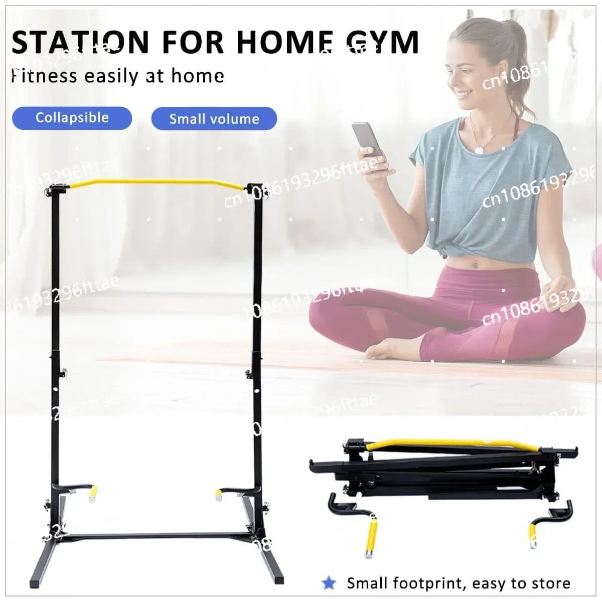 Multifunctional fitness equipment for home gym, traction bar and 200 pounds dive for women and men, folding power tower