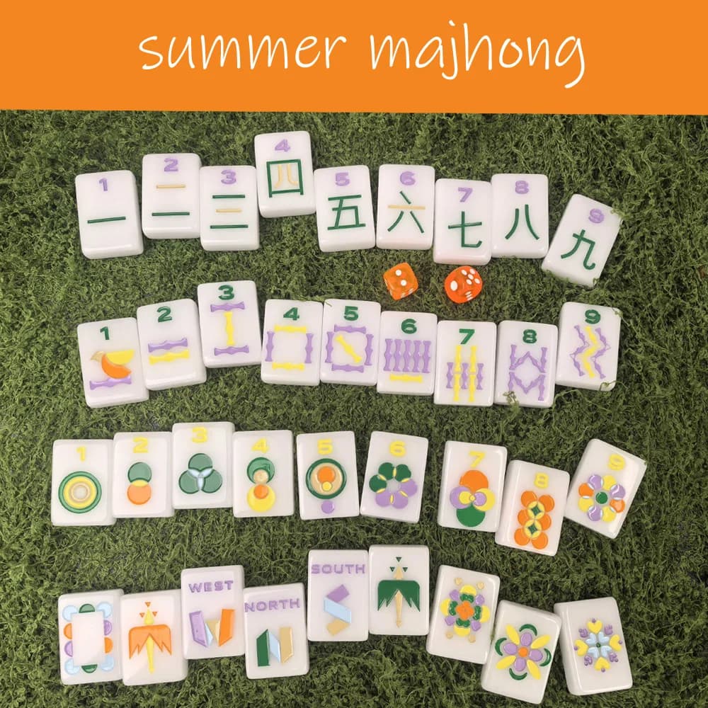 Set Mahjong Americano XTY in Acrilico Bianco, 160 Tessere, Edizione Creativa Estiva