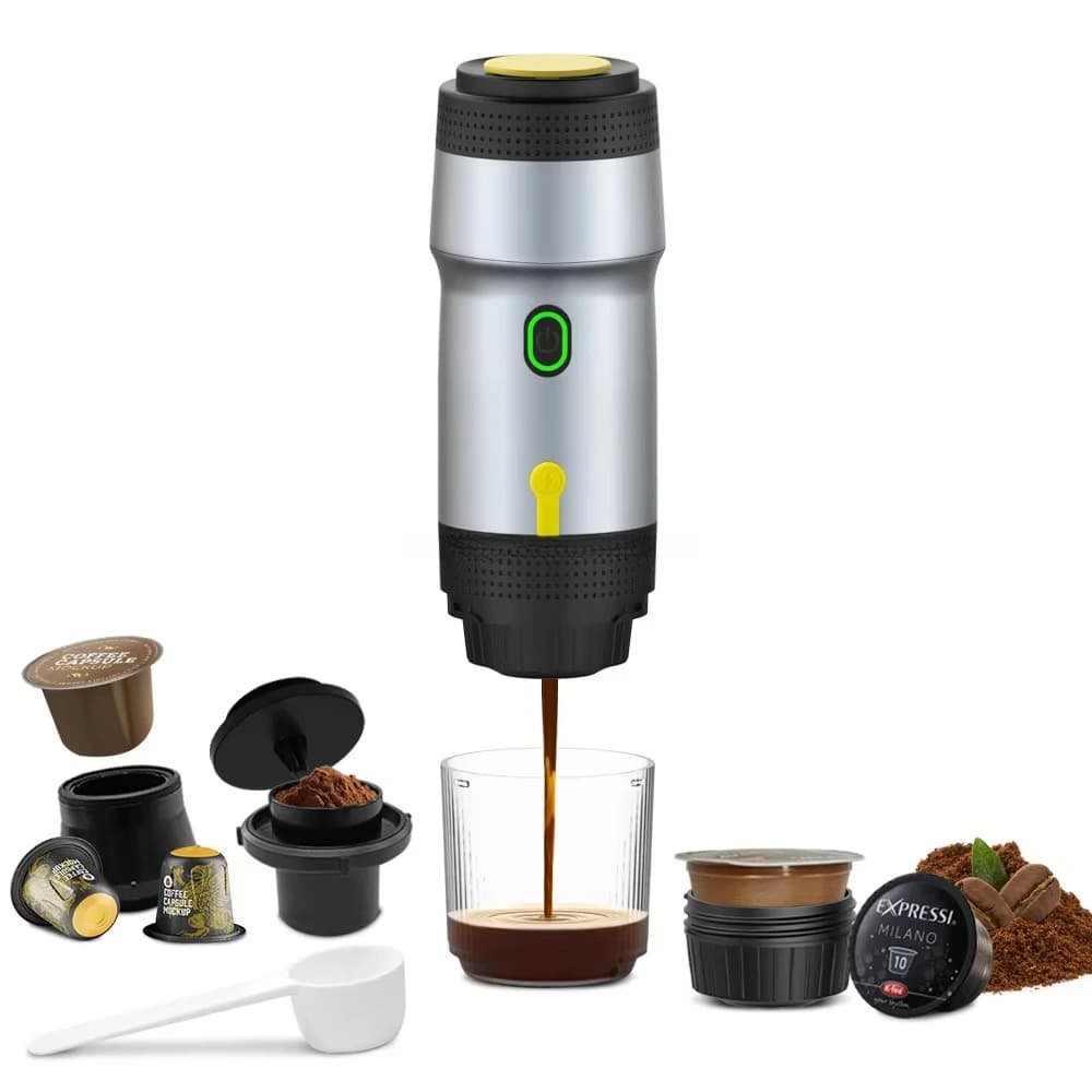 Macchina per Espresso Portatile Semi-Automatica da Esterno, USB 12V, Elettrica a Batteria per Viaggi, Preparazione Calda/Fredda