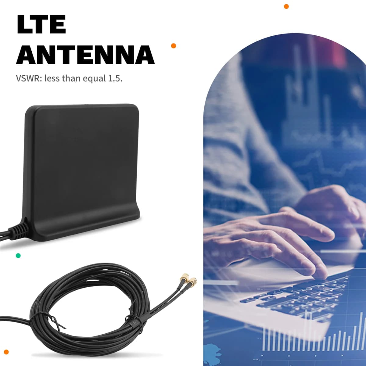 A12R Signal Boost 5G 4G LTE 3G GSM Mimo Antenna ad alto guadagno 12Dbi 600-6000Mhz Antenna WiFi Omni esterna (Nero con adattatore Ts9)