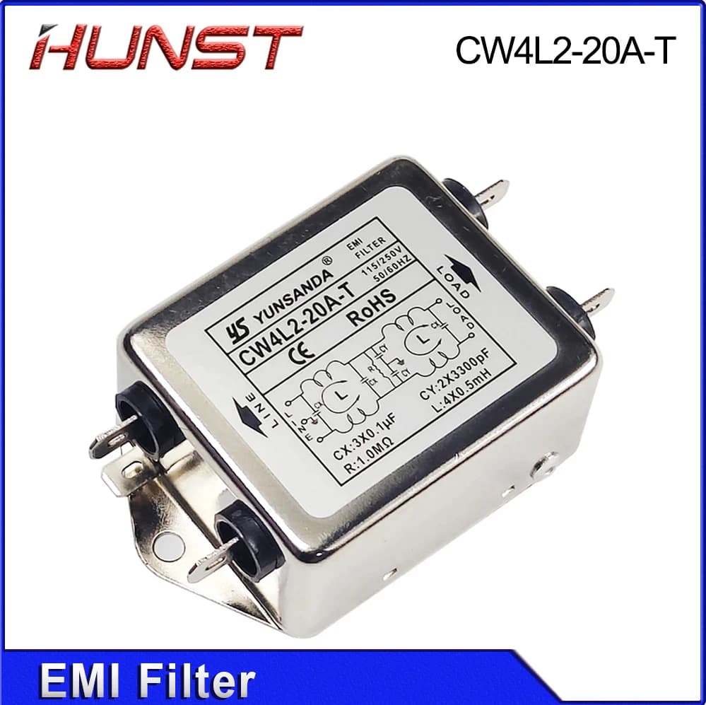 Hunst EMI Filter CW4L2-20A-T Single Phase AC 115V / 250V 20A 50/60HZ For Laser Cutting Engraving Machine And Marking Machine.
