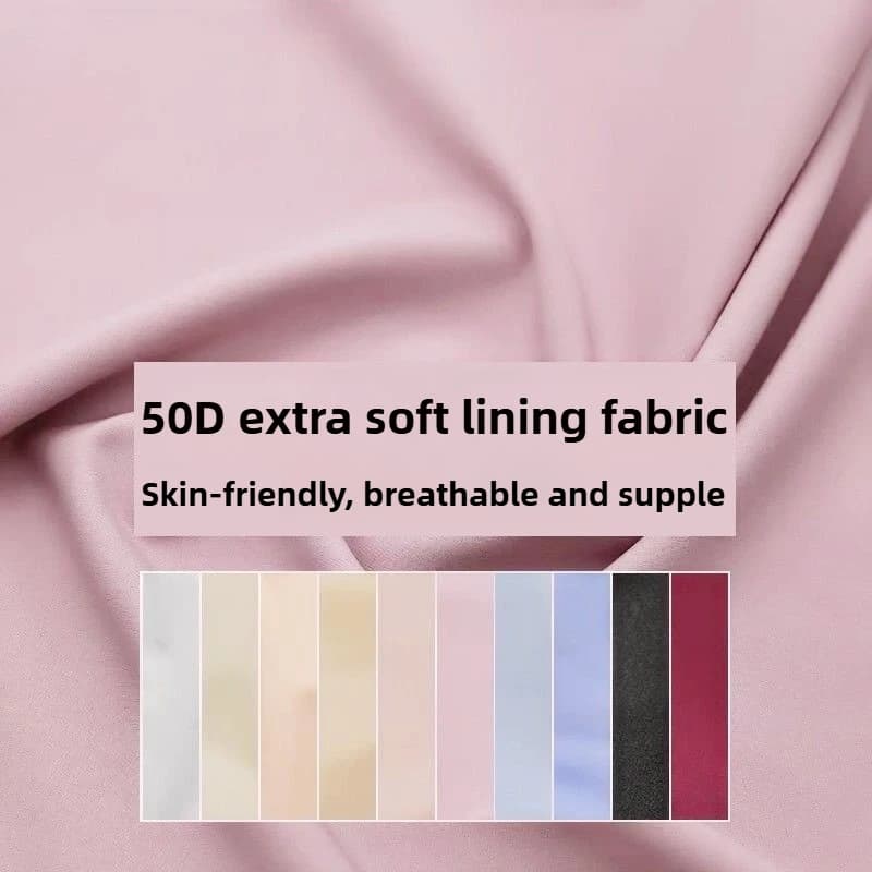 Tessuto di rivestimento 50D super morbido al metro per borse eleganti Abbigliamento interno Panno da cucito fai da te Adatto alla pelle Traspirante Rosa Nero