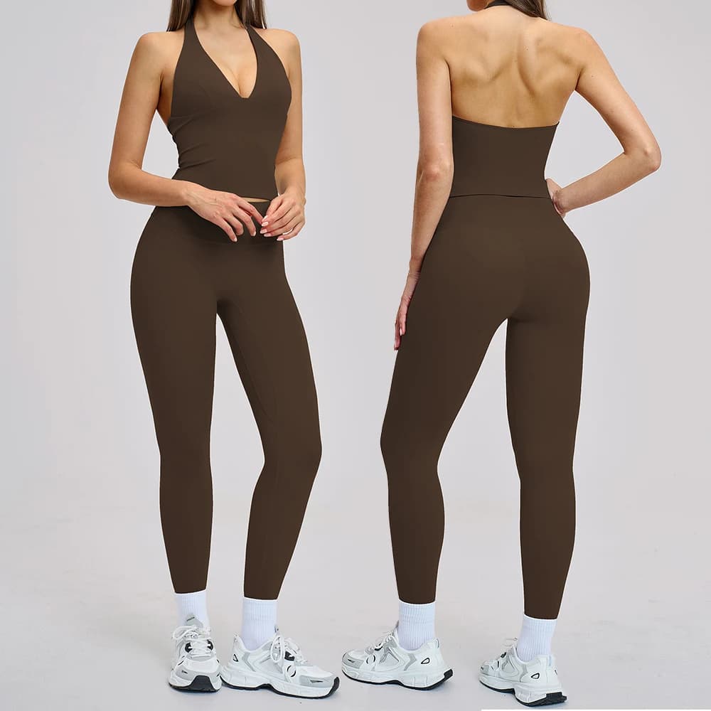 Completo Sportivo da Donna 2 Pezzi: Top e Leggings per Yoga, Palestra, Fitness, Corsa e Allenamento