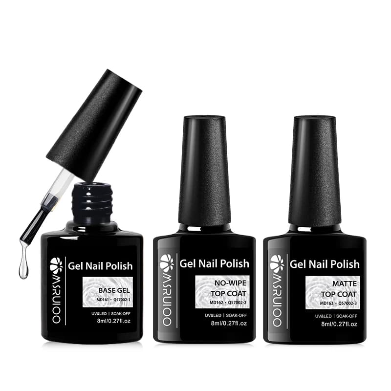 MSRUIOO 8ml Base e Top Coat Gel Polish Semipermanente Soak Off UV per Nail Art, Smalto Funzionale Base e Top Coat per Manicure