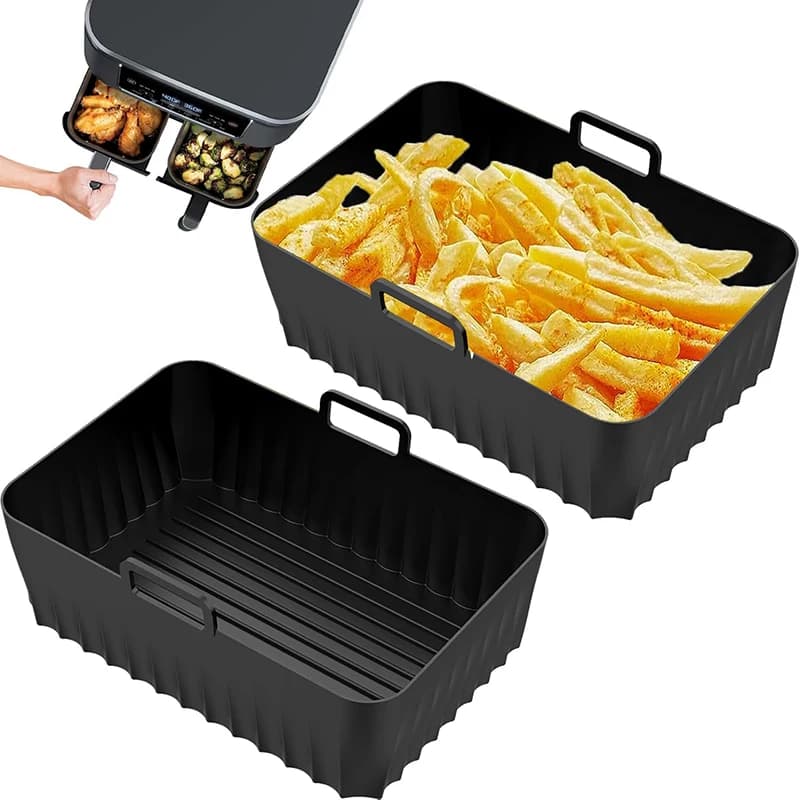 Air Fryer Silicone Basket Pentola for Ninja AF400EU Non-stick Rectangle Airfryer Baking Bowl Zerbino Reusable Oven Cooking Tray Mold