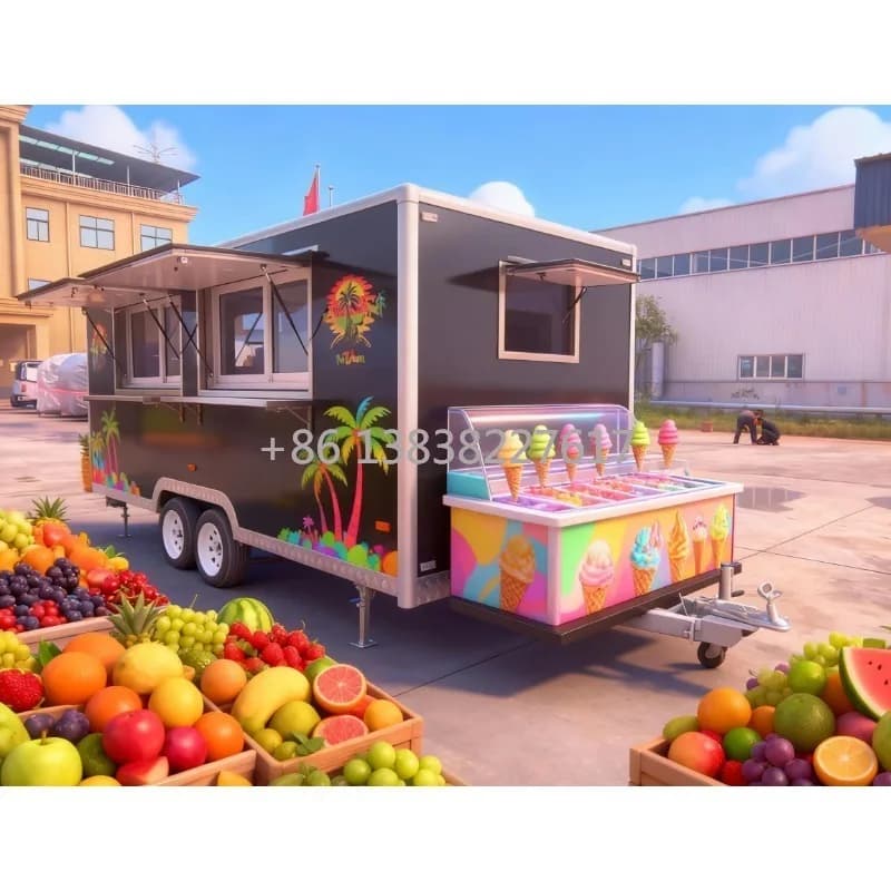 Mobile Folding Bar Food Truck with Full Kitchen | Doner Kebab Roasted Chicken Taco Coffee Tea Ice Cream Trailer