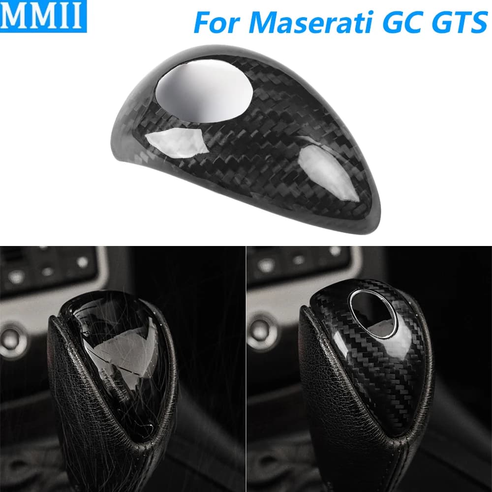 For Maserati GranCabrio GC GranTurismo GTS 2008-2019 Real Dry Carbon Fiber Gear Shift Knob Cover Car Accessories Modification