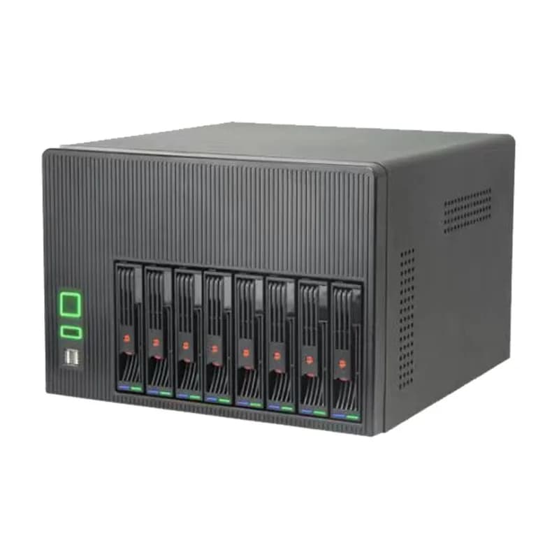 Array di archiviazione NAS desktop con 8 alloggiamenti e 10GbE per la condivisione di file aziendali e d'ufficio
