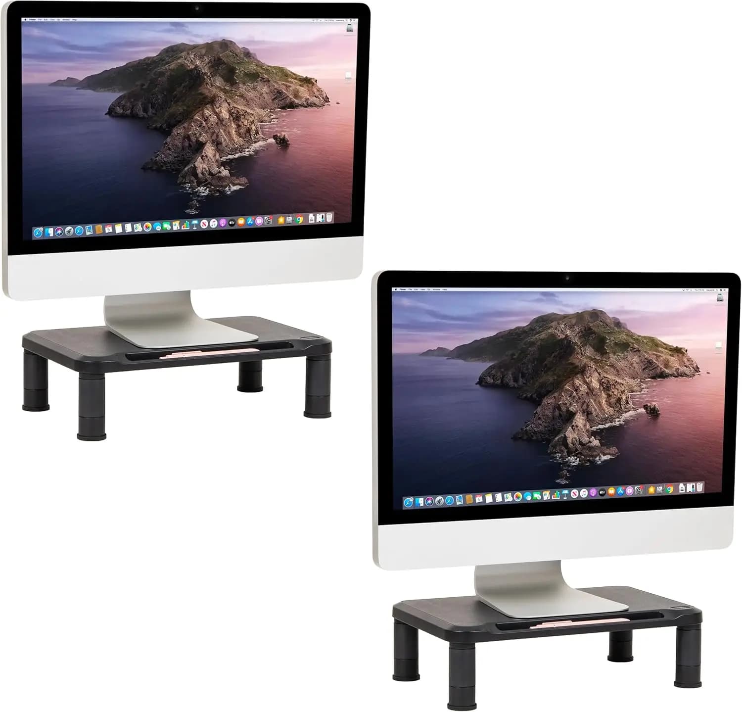 Support for monitor, height adjustable, for laptop, computer, computer support, office, 15''L x 9,5''L x 4,25'H, set of 2, black