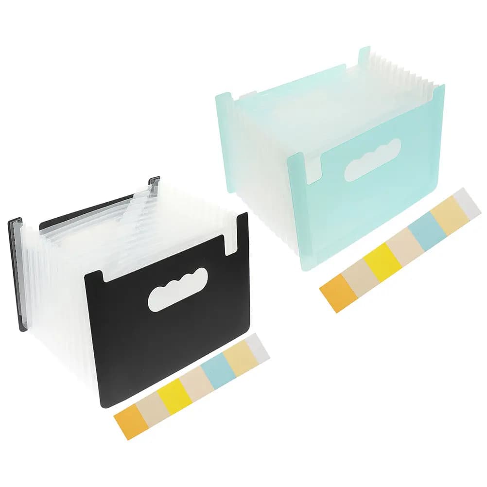 2Pcs Expanding File Folder Organizer PP Material Multi Layer Portable File Holder Document Storage Bag Office School Receipt