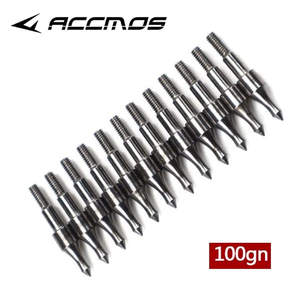 6/12pc 100 grani bersaglio punte di freccia ID6.2mm punta di proiettile in acciaio inossidabile tiro con l'arco per accessori per albero di freccia