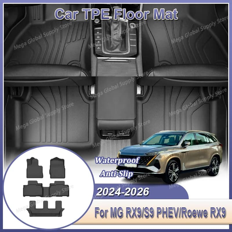 Car TPE Floor For MG RX9 S9 PHEV for Roewe RX9 2024 2025 2026 6 Seats LHD Dustproof Auto Floor Mats Cushion Foot Parts