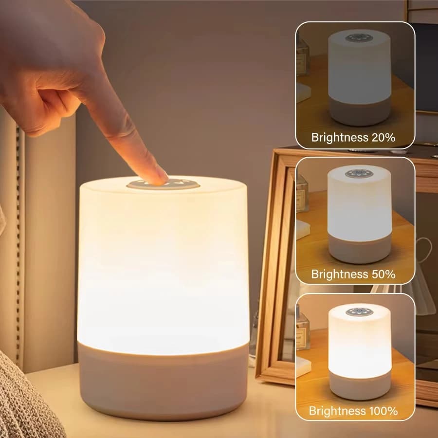 Lampada da tavolo da tavolo ricaricabile dimmerabile con luci notturne a LED touch da comodino per scrivania da lettura, illuminazione decorativa sul comodino della camera da letto