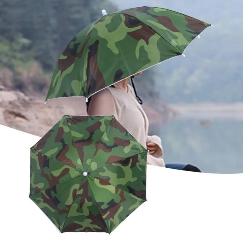 Cappello ombrello pieghevole portatile impermeabile da pesca all'aperto per adulti camouflage