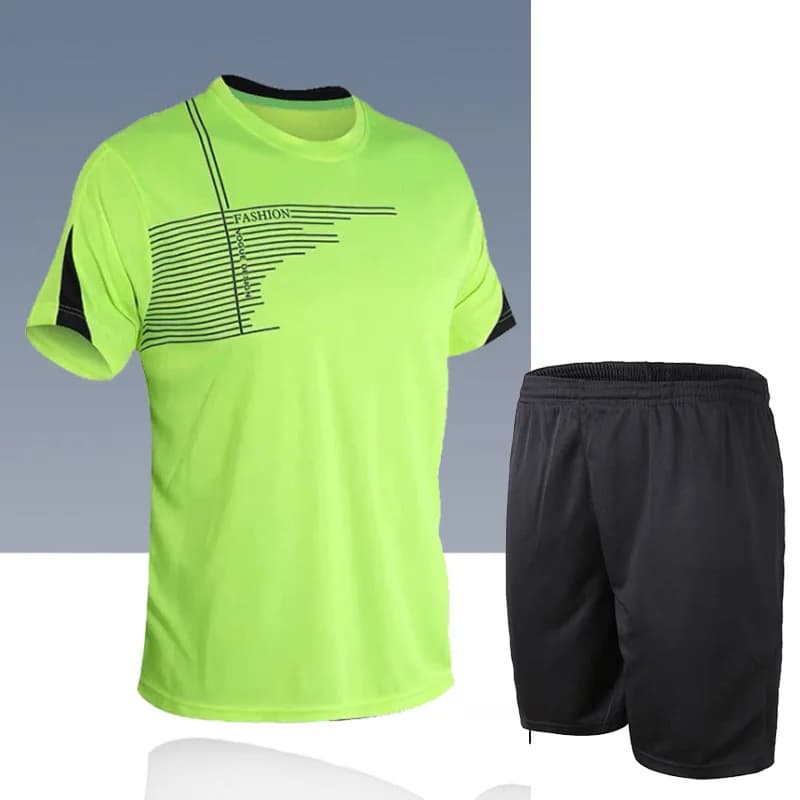 2025 Men's football suit new summer Sports suit Short-sleeved football training suit Summer T-shirt + shorts Sport Two-piece set