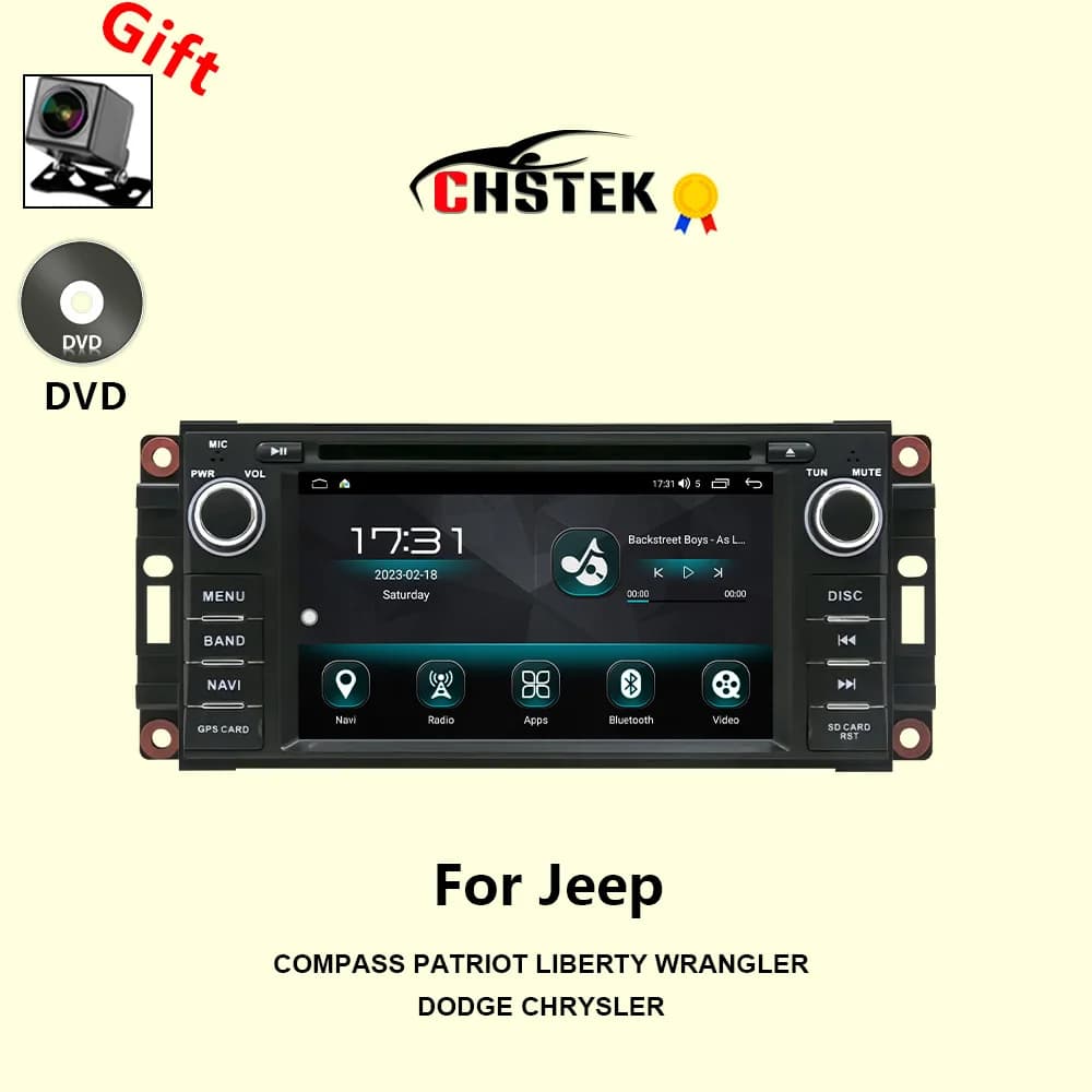 CHSTEK Autoradio Carplay Android Auto Per Jeep Chrysler Compass Wrangler Dodge Patriot Liberty DVD di Navigazione Bluetooth WIFI SD