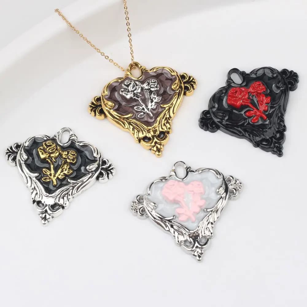 10 pcs/lot 31*34MM In Zinc Alloy Heart-shaped enamel Pendants And Pendants FAI Necklace by The Earrings Accessories