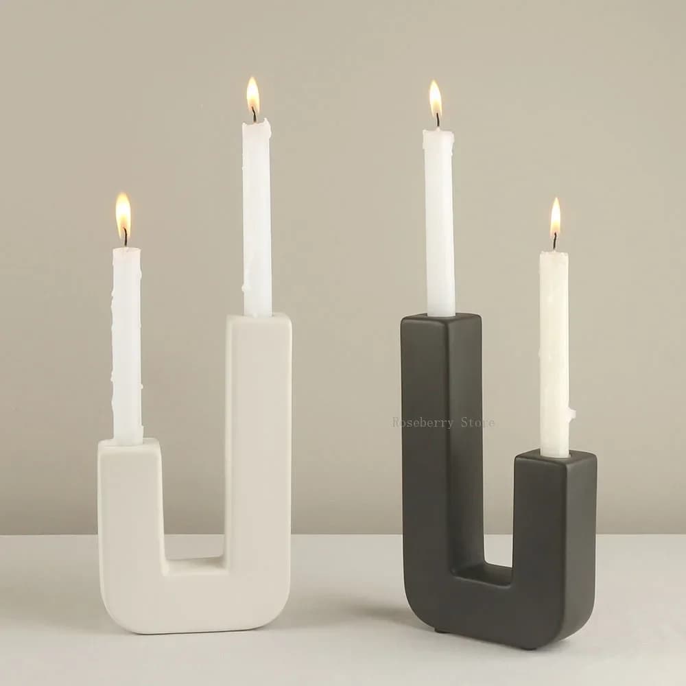 Candeliere geometrico Stampo in silicone Portacandele a forma di U Stampo in gesso per cemento Arco Stampi per colata in resina epossidica Decorazioni per la casa artigianali