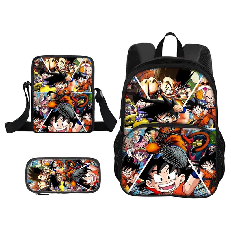 Dragon Ball Goku Anime 3Pcs Set Backpack Shoulder Bags Pencil Bag Student Bookbag Cartoon School Bags Best Gift